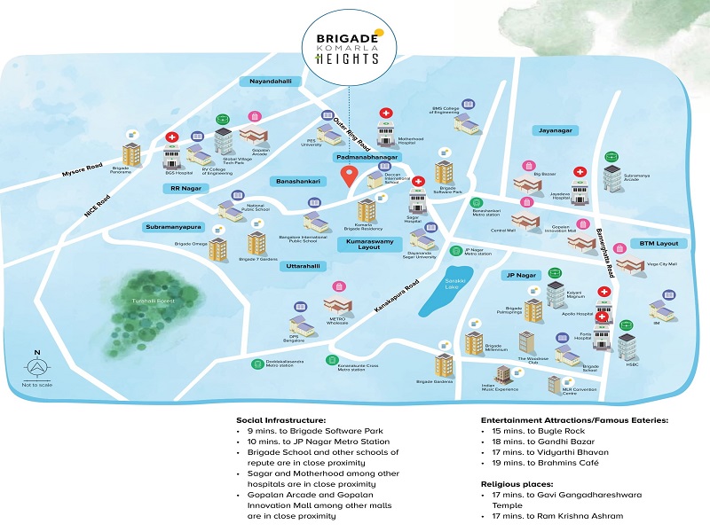 Brigade Komarla Heights Location Map